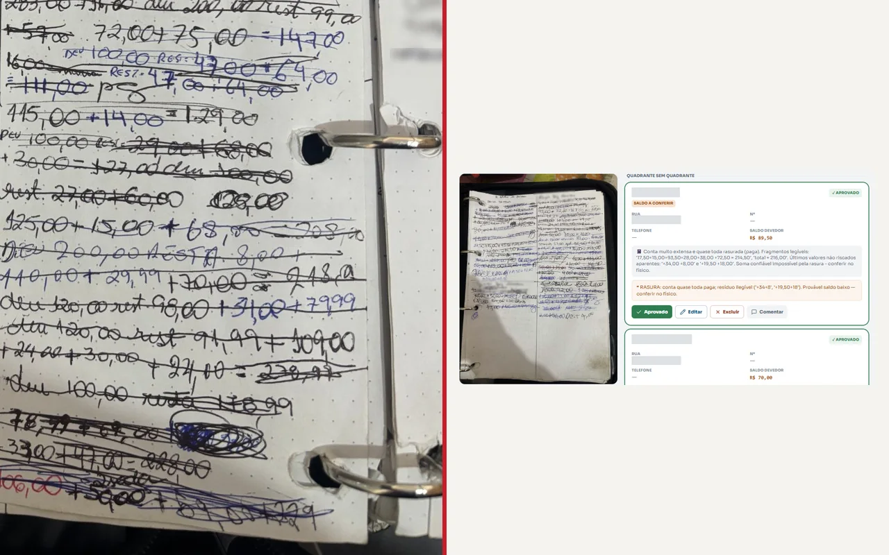 Tela do projeto Migração do caderno de fiado